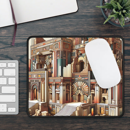 "Deco Ruins: Geometric Art in an Ancient Setting" - The Alien Gaming Mouse Pad Art Deco Style