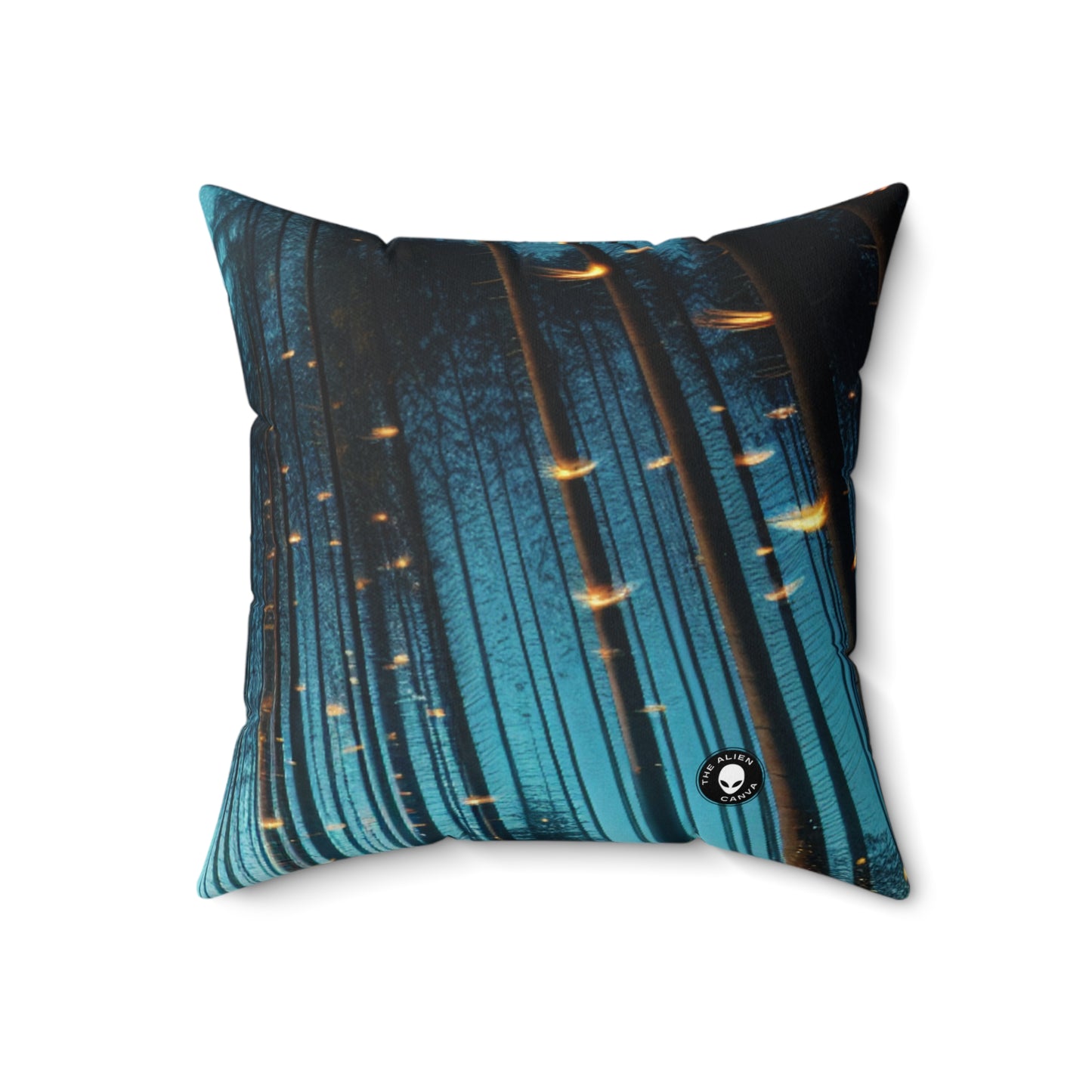 "Twilight Enchantment: Firefly Forest"- The Alien Spun Polyester Square Pillow