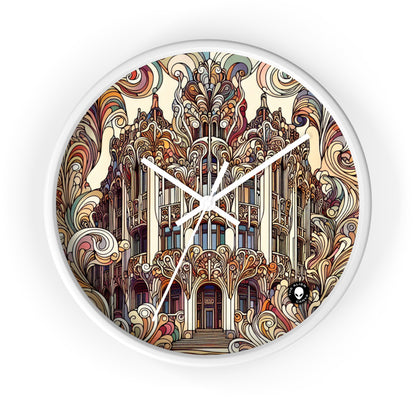 "Estaciones encantadas: Ilustración del bosque Art Nouveau" - El reloj de pared alienígena Art Nouveau