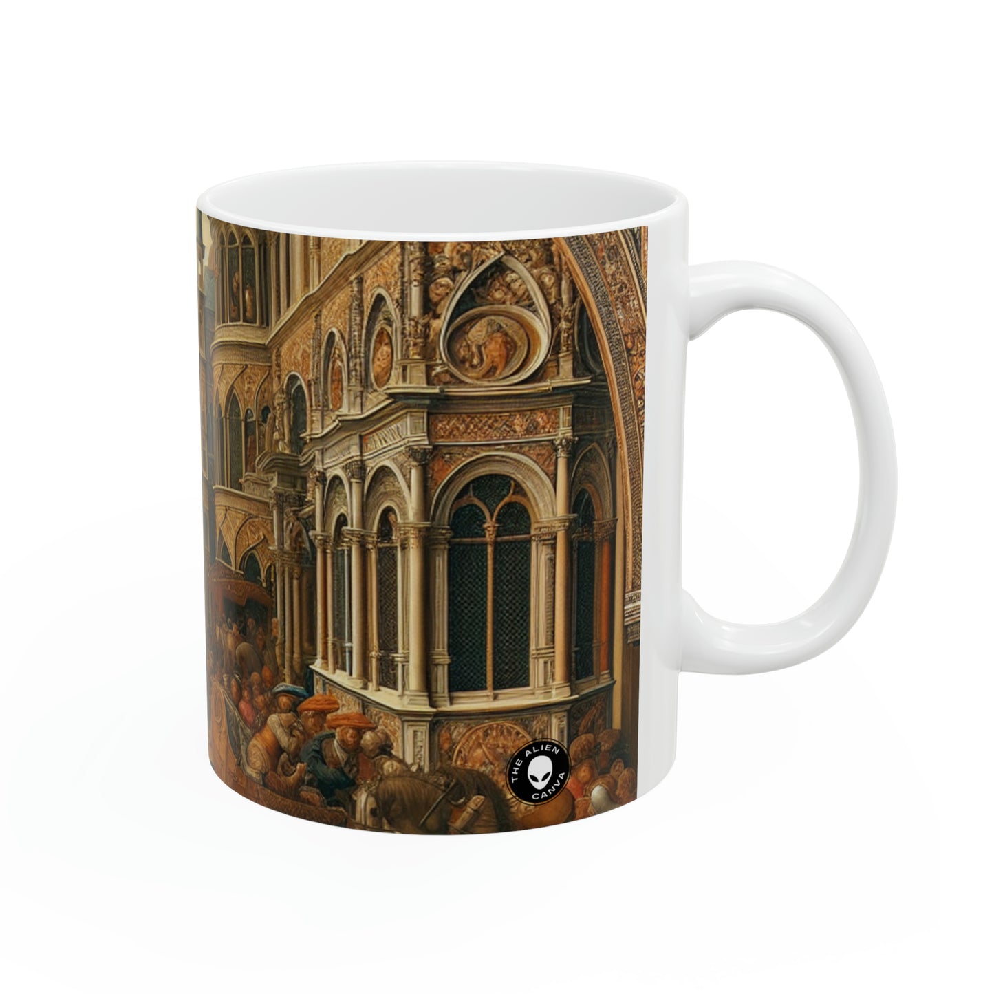 "Unity in Opulence: A Renaissance Banquet of Nations" - The Alien Ceramic Mug 11oz Renaissance