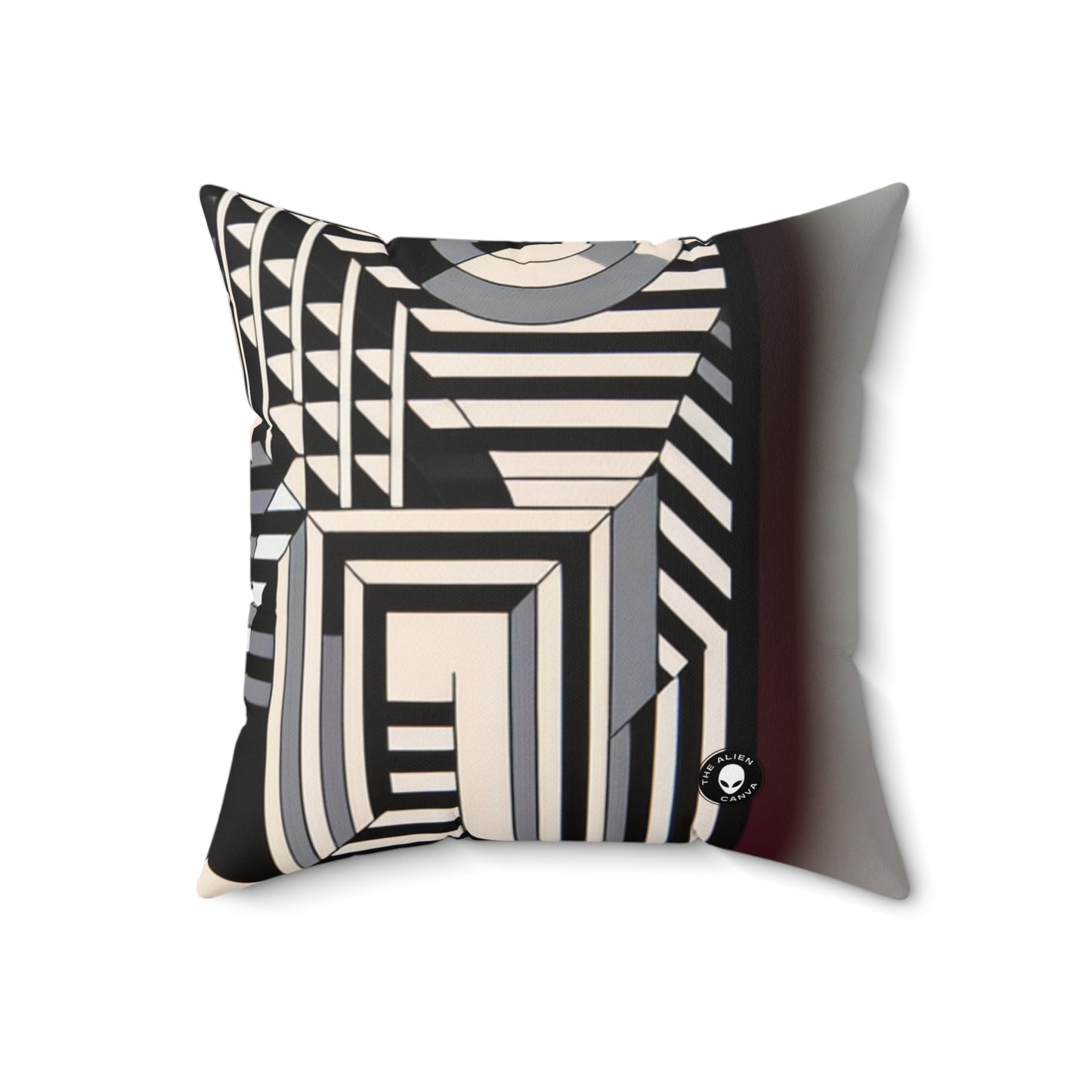 "Mesmerize: Bold Op Art Geometry in Black and White"- The Alien Spun Polyester Square Pillow Op Art