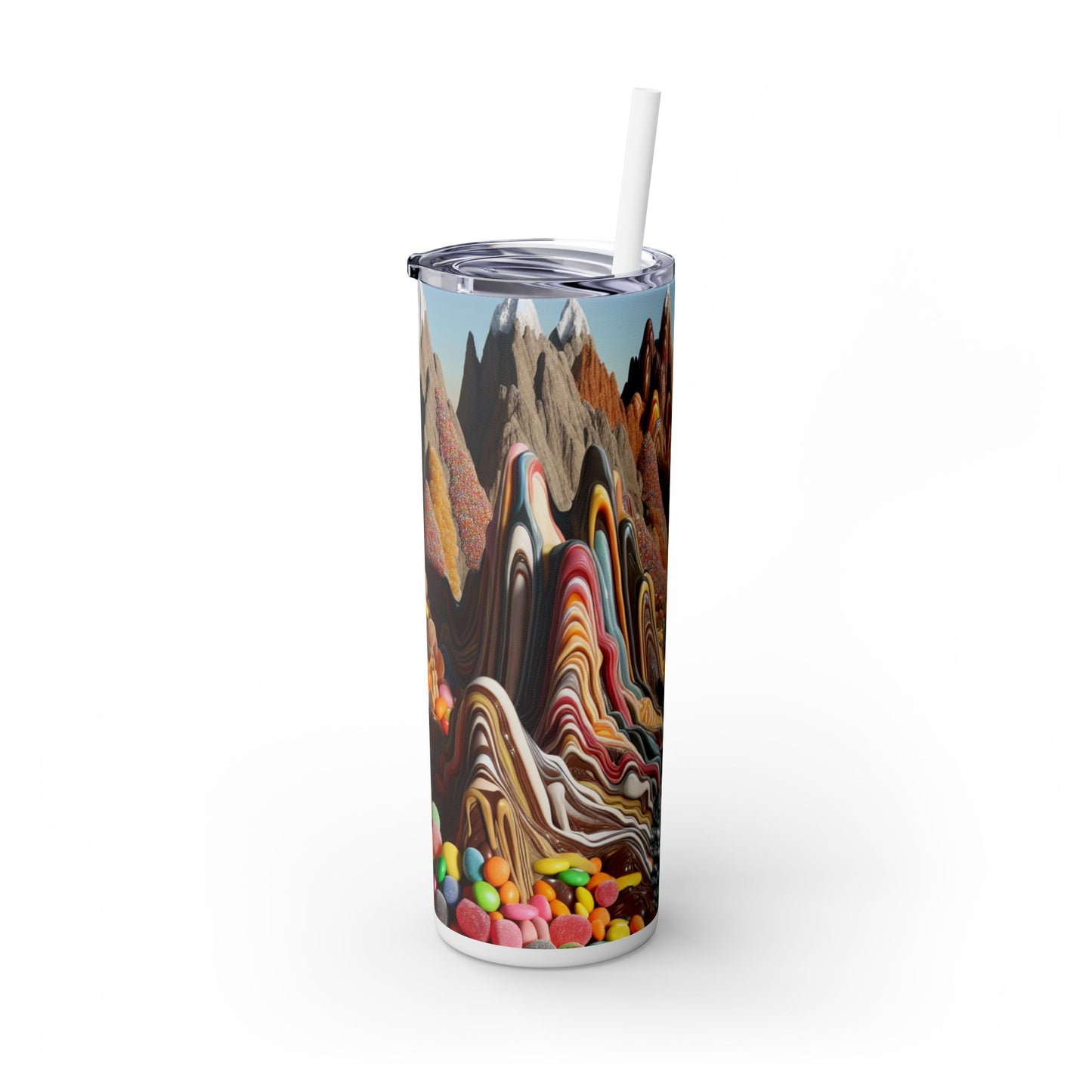 « Candyland : un paysage surréaliste et sucré » - Verre fin avec paille Alien Maars® 20 oz