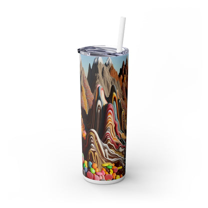 "Candyland: A Sweet Surrealistic Landscape" - The Alien Maars® Skinny Tumbler with Straw 20oz