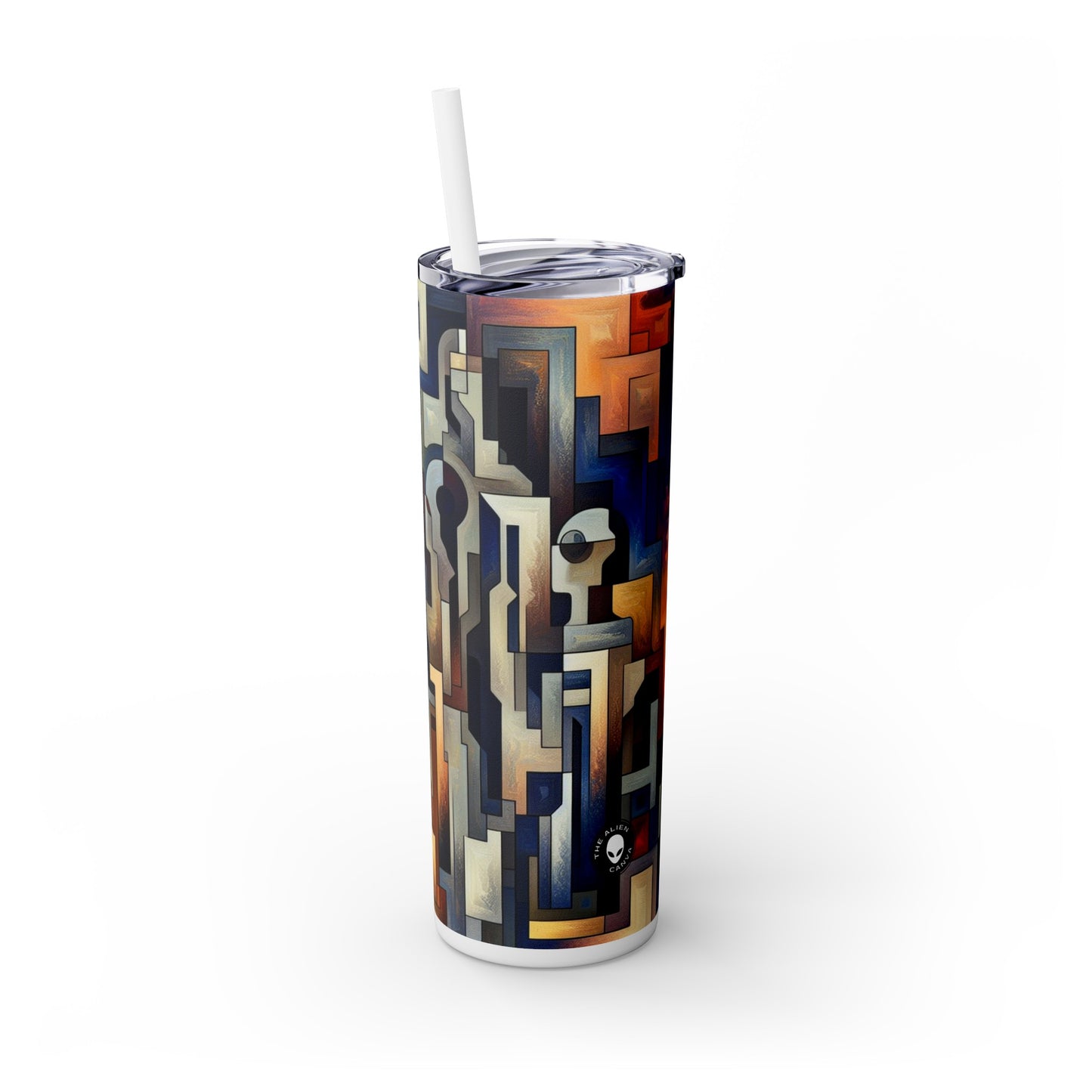 "Enigma Realms: A World of Surreal Beauty" - The Alien Maars® Skinny Tumbler with Straw 20oz Metaphysical Art