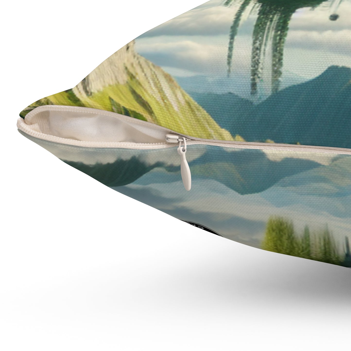 "Elemental Isles: A Dreamlike Journey through Nature's Wonders"- The Alien Spun Polyester Square Pillow