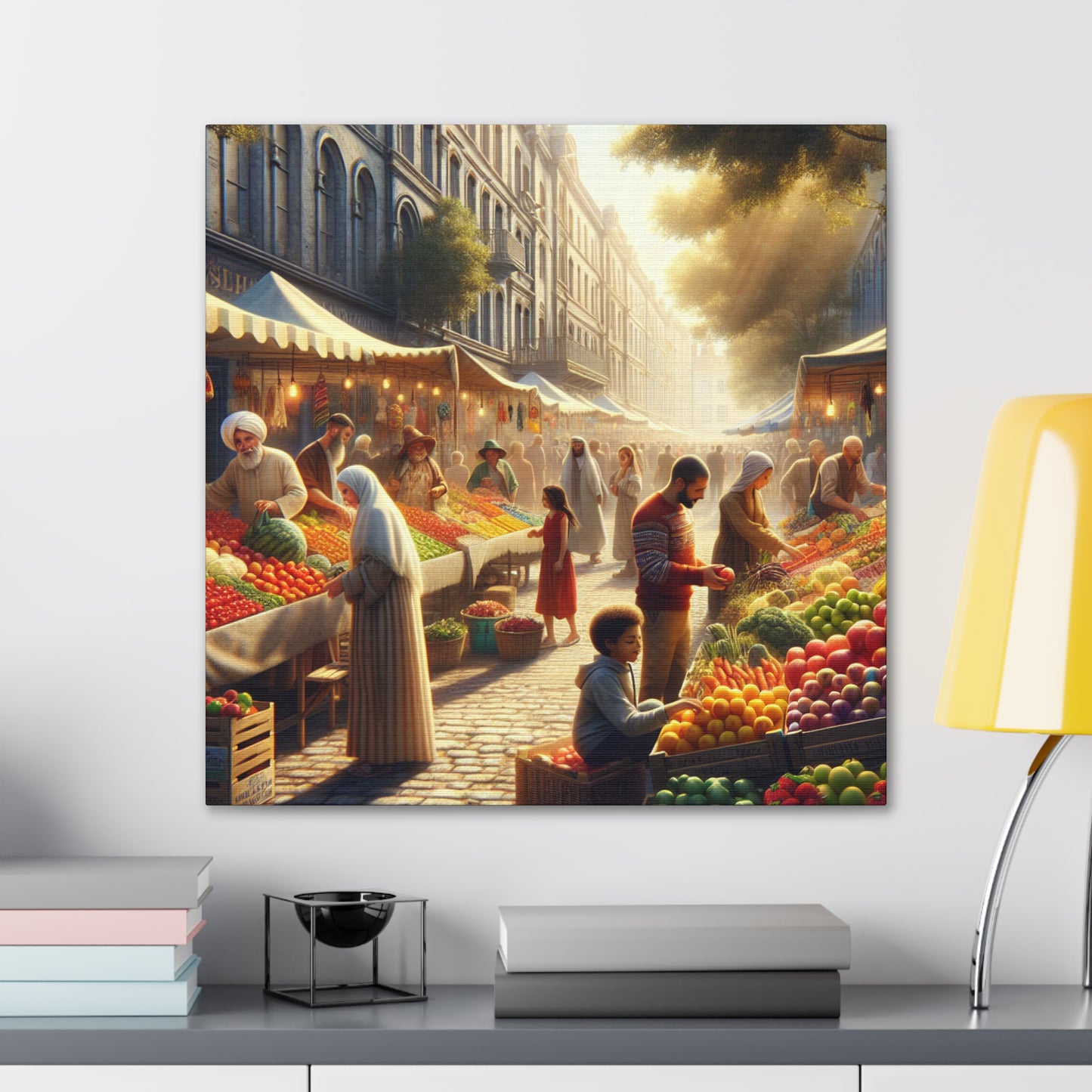 "Sunny Vibes at the Outdoor Market" - The Alien Canva Realism Style