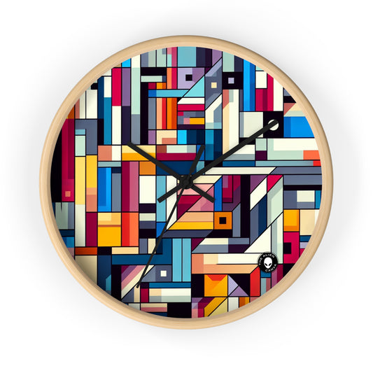 "Futuristic Cityscape: A Geometric Perception" - The Alien Wall Clock Hard-edge Painting