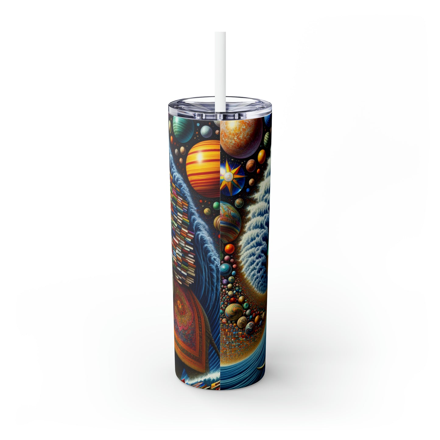 "The Wondrous Ride" - The Alien Maars® Skinny Tumbler with Straw 20oz Surrealism Style