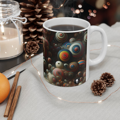 "Dreamscape Sojourn" - La taza de cerámica alienígena Surrealismo de 11 oz