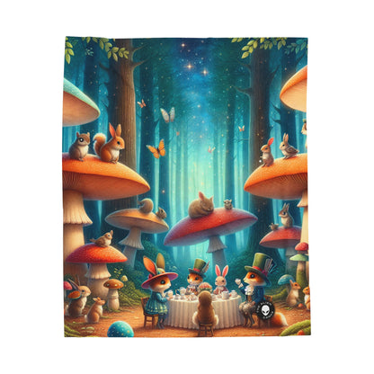 "Mushroom Wonderland: A Magical Tea Party" - The Alien Velveteen Plush Blanket