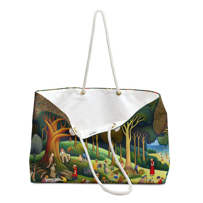 "Whimsical Village Delights" - The Alien Weekender Bag Naïve Art