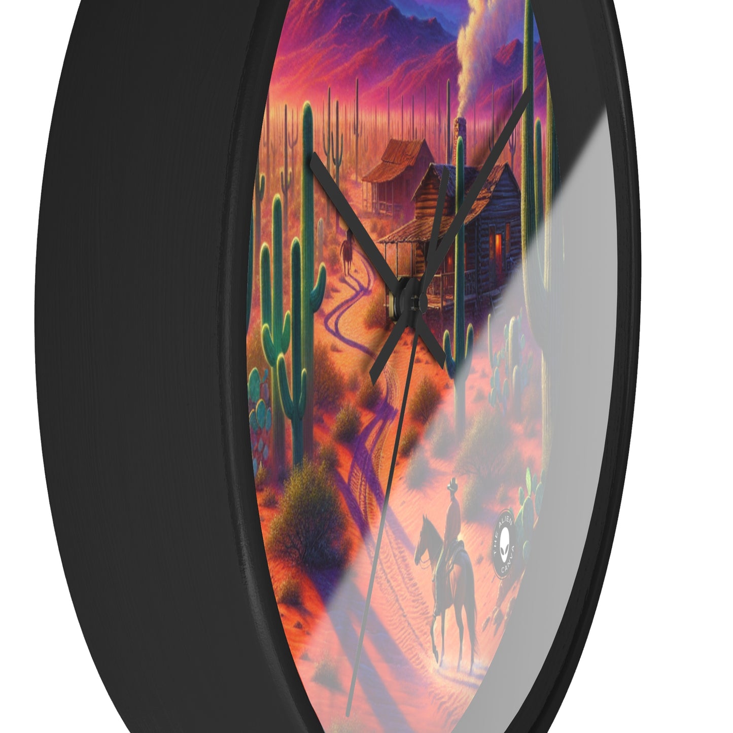 "Glowing rain: A city's reflection" - The Alien Wall Clock Realism