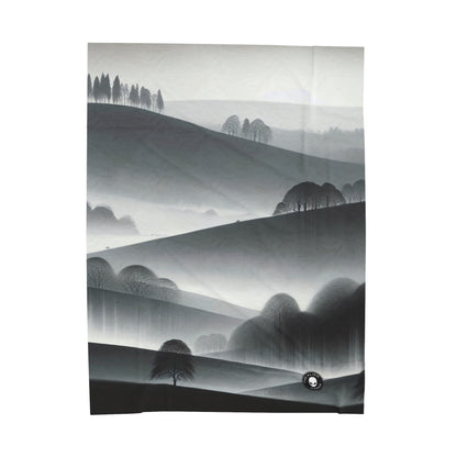 "Grey Tonalism: Hillside in Fog" - La couverture en peluche Alien Velveteen Tonalism