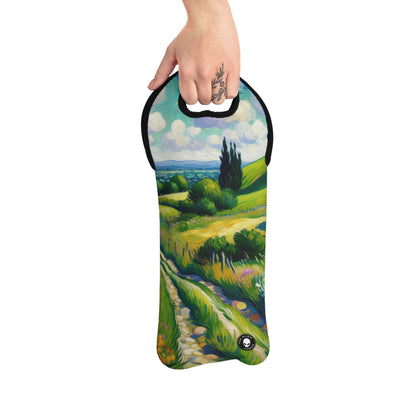 "Mystical Morning: A Post-Impressionist Journey into a Vibrant Dawn" - The Alien Wine Tote Bag Post-Impressionism