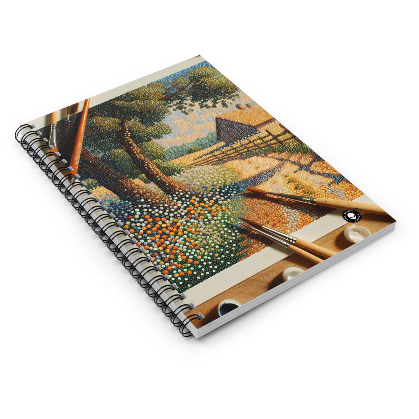 "Autumn Bliss: Pointillism Forest" - The Alien Spiral Notebook (Ligne Lignée) Pointillisme