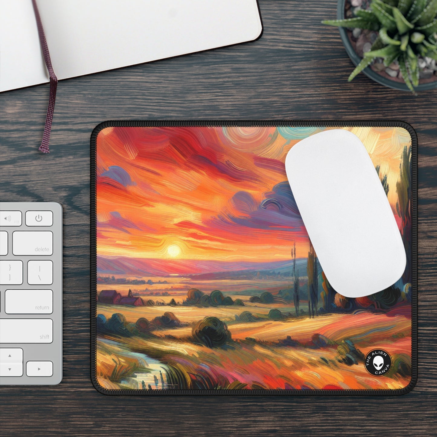 "Harmonious Vistas: A Post-Impressionist Celebration of Nature and Rural Life" - The Alien Gaming Mouse Pad Post-Impressionism