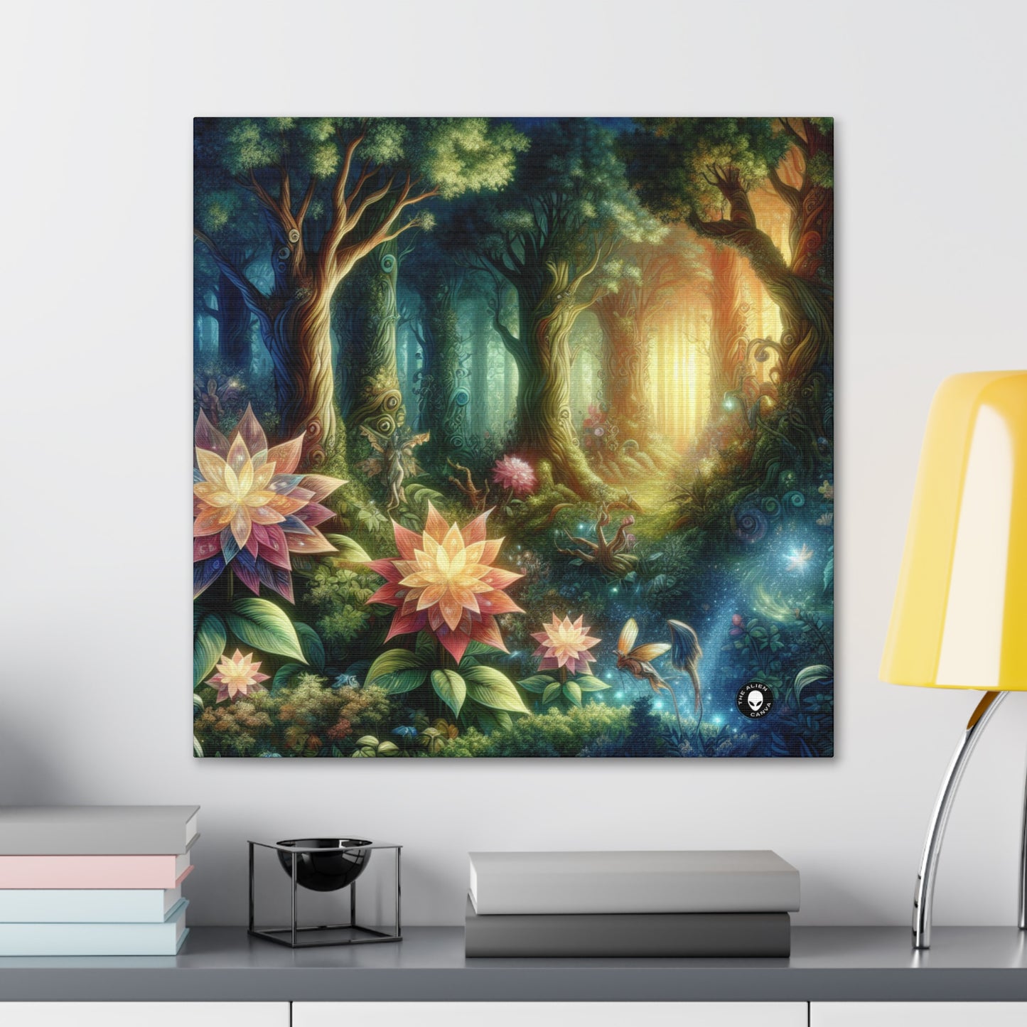 Enchanted Woodland: Glowing Blossoms and Mystical Beings - The Alien Canva