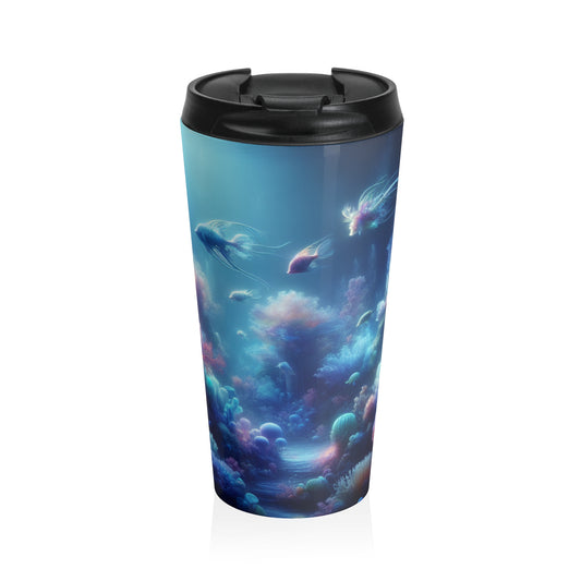 "Coral Fantasia: un deleite submarino de ensueño" - Taza de viaje de acero inoxidable The Alien