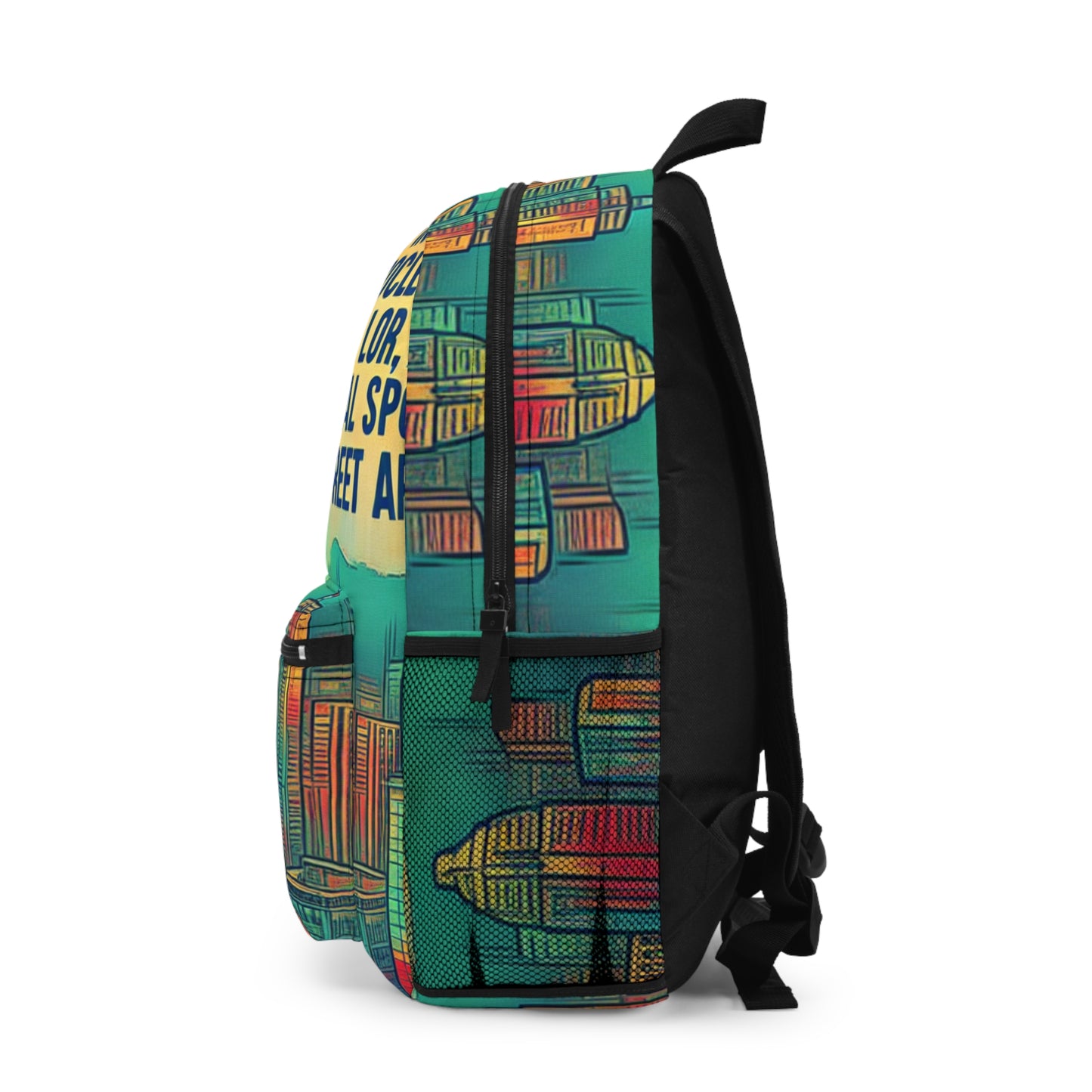 "Urban Myth: The Vibrant Street Art Fusion" - The Alien Backpack Street Art