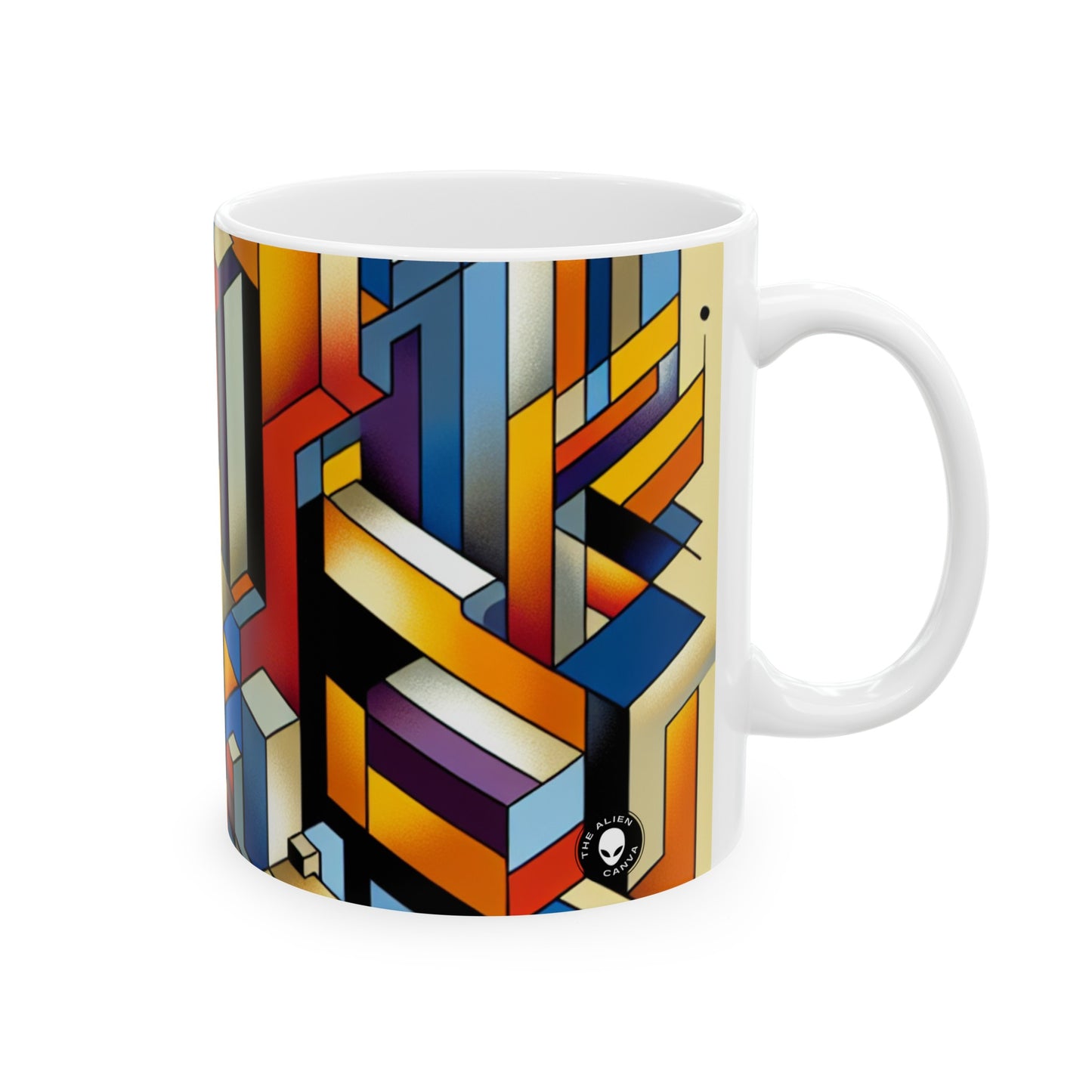 "Metropolis Pulse" - Tasse en céramique Alien 11oz Cubo-Futurisme