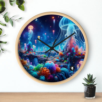 "Neon Jellyfish Fantasia: A Surreal Underwater Odyssey" - The Alien Wall Clock