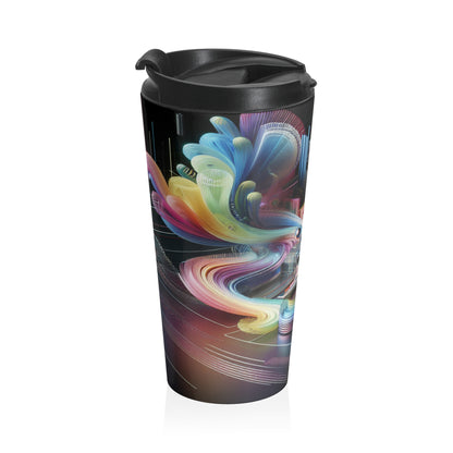 "Neon Nights: A Futuristic Urban Dream" - The Alien Stainless Steel Travel Mug Digital Art