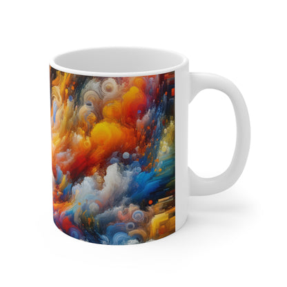 "Vibrant Chaos". - The Alien Ceramic Mug 11oz Abstract Expressionism Style
