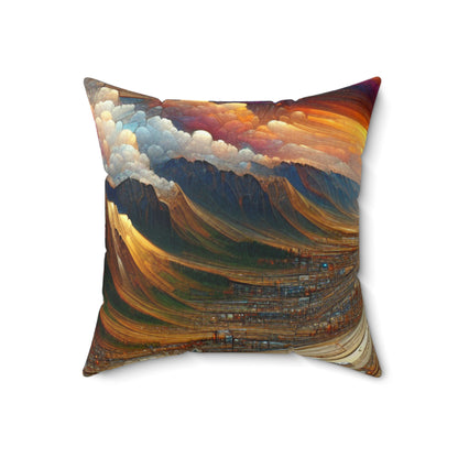 "Enchanted Realm: A Magical Fairy Kingdom"- The Alien Spun Polyester Square Pillow Digital Painting