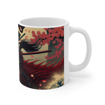 "Storming into Battle: A Samurai's Tale" - The Alien Mug en céramique 11oz Style Ukiyo-e (impression sur bois japonaise)