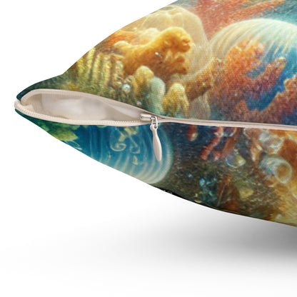 "Sunlit Serenity: A Magical Underwater Realm"- The Alien Spun Polyester Square Pillow