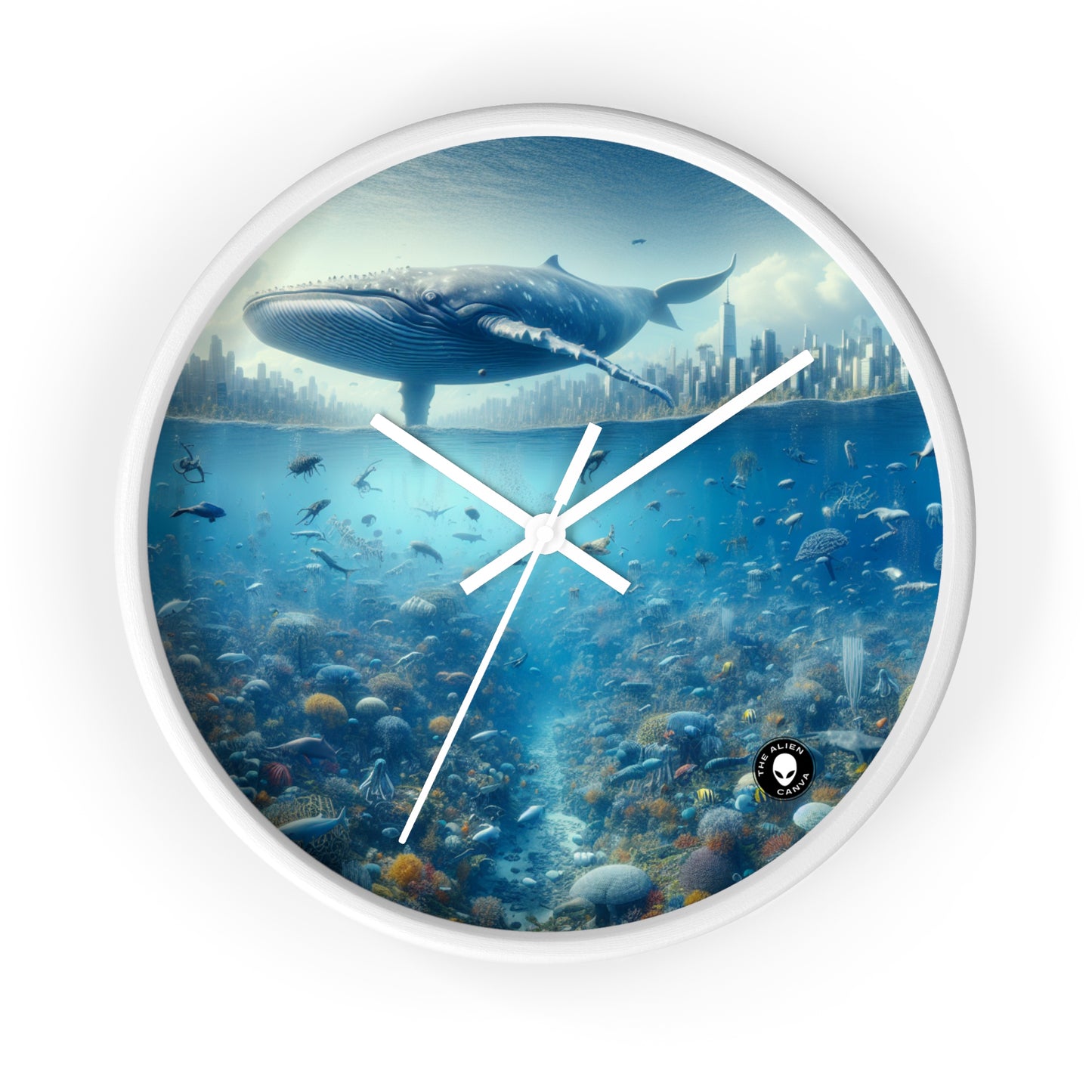 "Whale City: A Surreal Underwater Wonderland" - The Alien Wall Clock