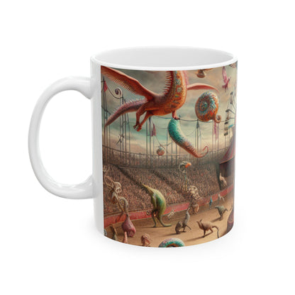 "Circo de fantasía: donde los artistas animales entretienen a los asistentes míticos" - Taza de cerámica The Alien de 11 oz