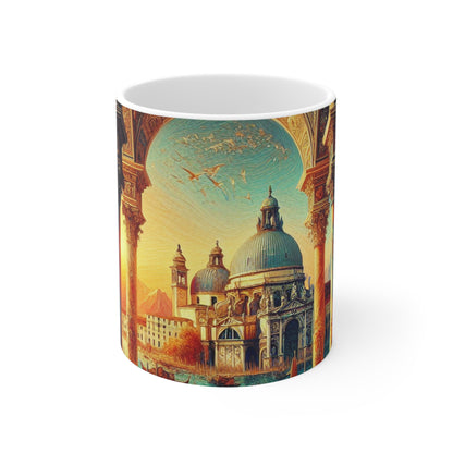 Sueños venecianos: un giro fantástico en los famosos canales - La taza de cerámica alienígena 11oz Escuela veneciana