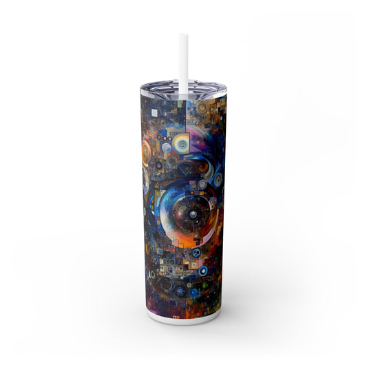 "Perception Distorted: A Postmodern Commentary on Reality" - The Alien Maars® Skinny Tumbler with Straw 20oz Postmodern Art