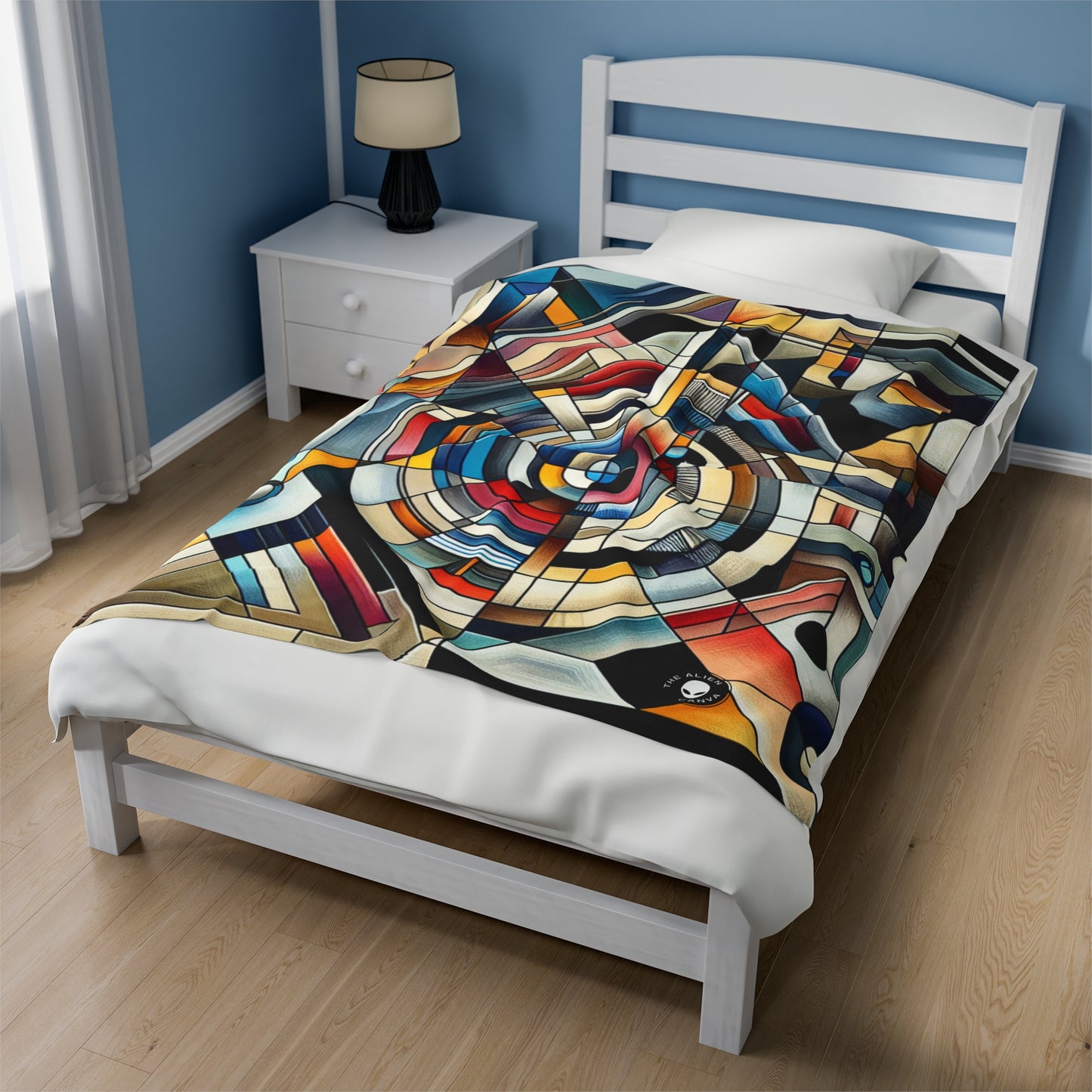 "City Lights: Geometric Nightfall" - The Alien Velveteen Plush Blanket Geometric Abstraction