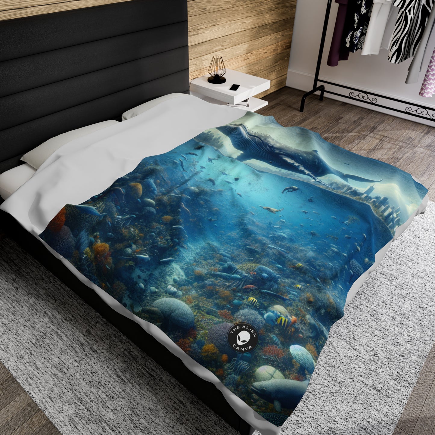 "Whale City: A Surreal Underwater Wonderland" - The Alien Velveteen Plush Blanket