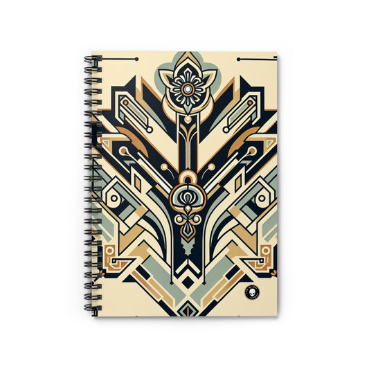 "Glamorous Nights: An Art Deco Cityscape" - The Alien Spiral Notebook (Ruled Line) Art Deco