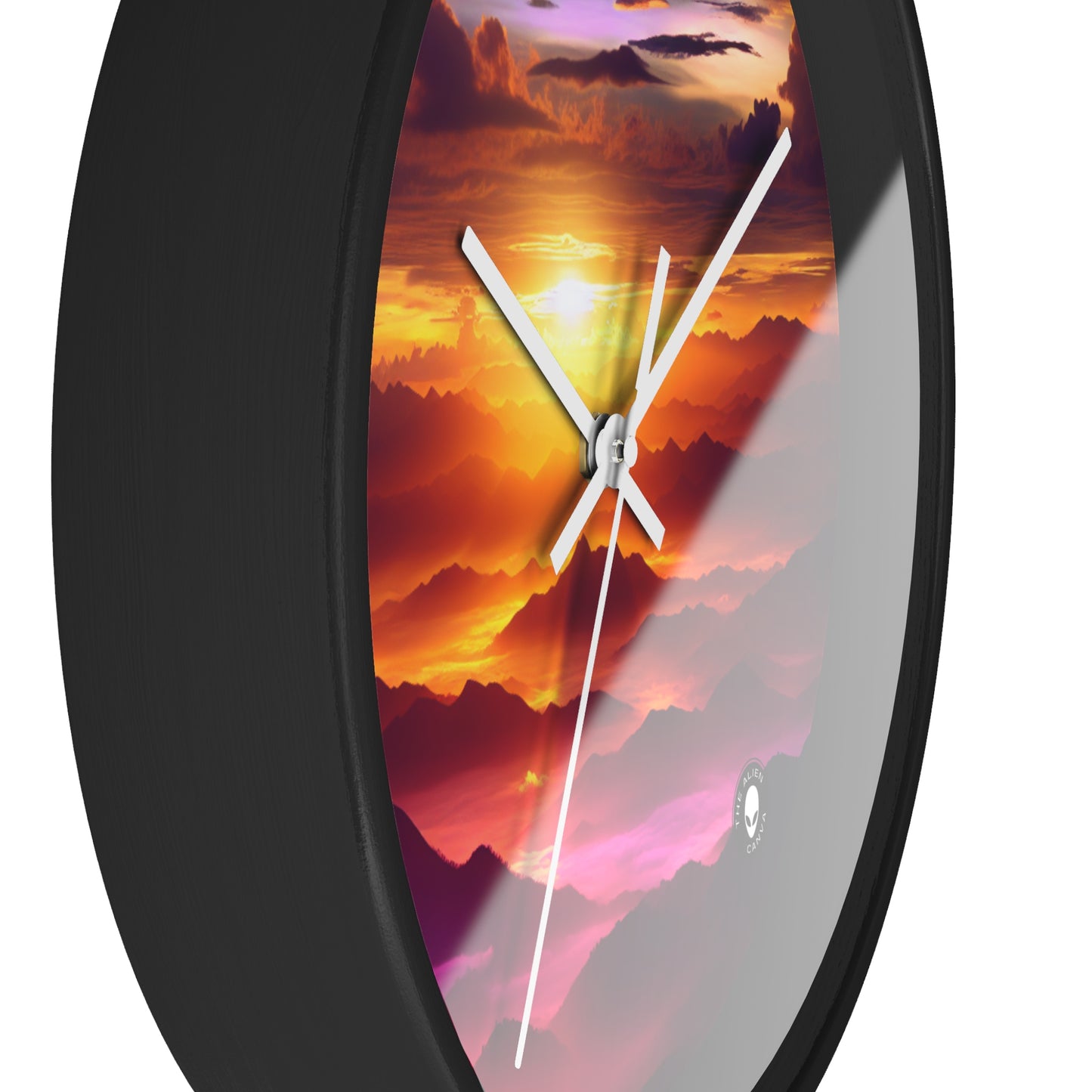 "Dawning Peaks: A Mountain Sunrise" - The Alien Wall Clock