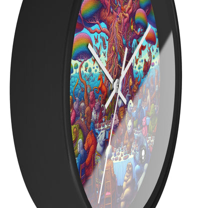 "Animal Tea Party in a Rainbow Wonderland" - The Alien Wall Clock