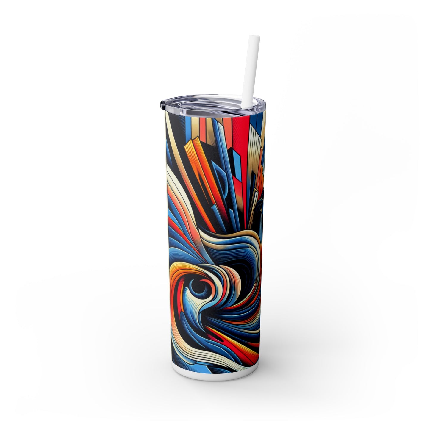 "Dynamic Rebirth: A Remodernism Portrait of a Modern Superhero" - The Alien Maars® Skinny Tumbler with Straw 20oz Remodernism