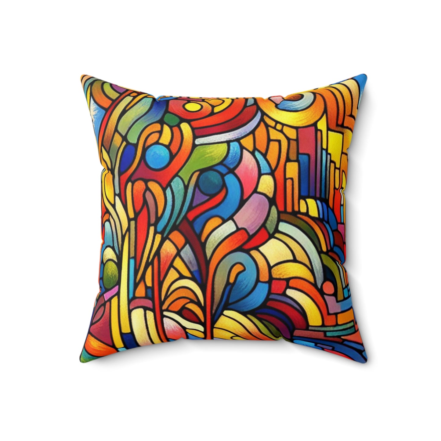 Neon Nightscapes: A Fauvism Cityscape- The Alien Spun Polyester Square Pillow Fauvism