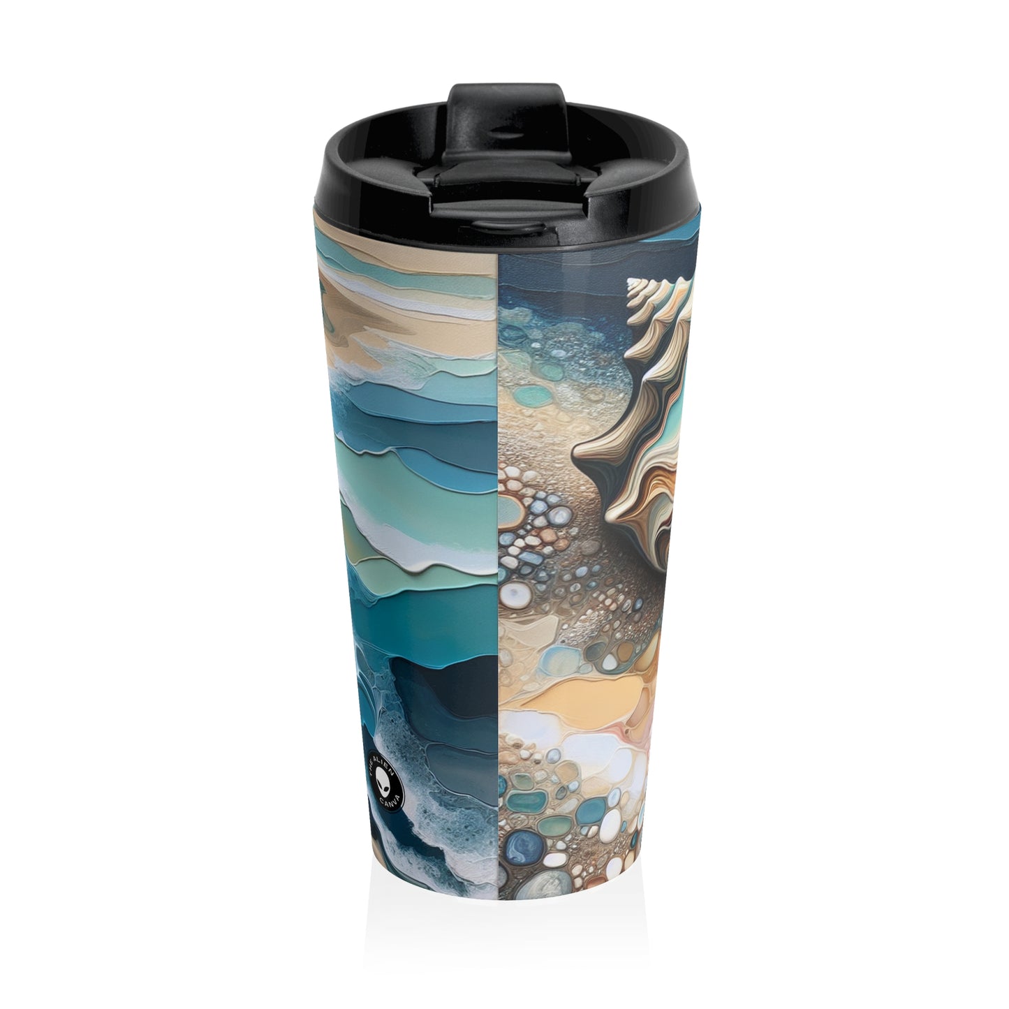 "A Beach View Through a Sea Shell" - The Alien Stainless Steel Travel Mug Acrylic Pouring