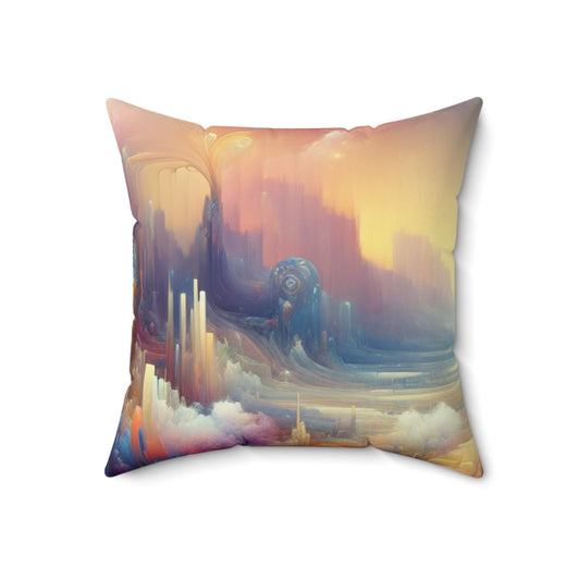 "Dreamscape Delights: A Surreal Painting"- The Alien Spun Polyester Square Pillow