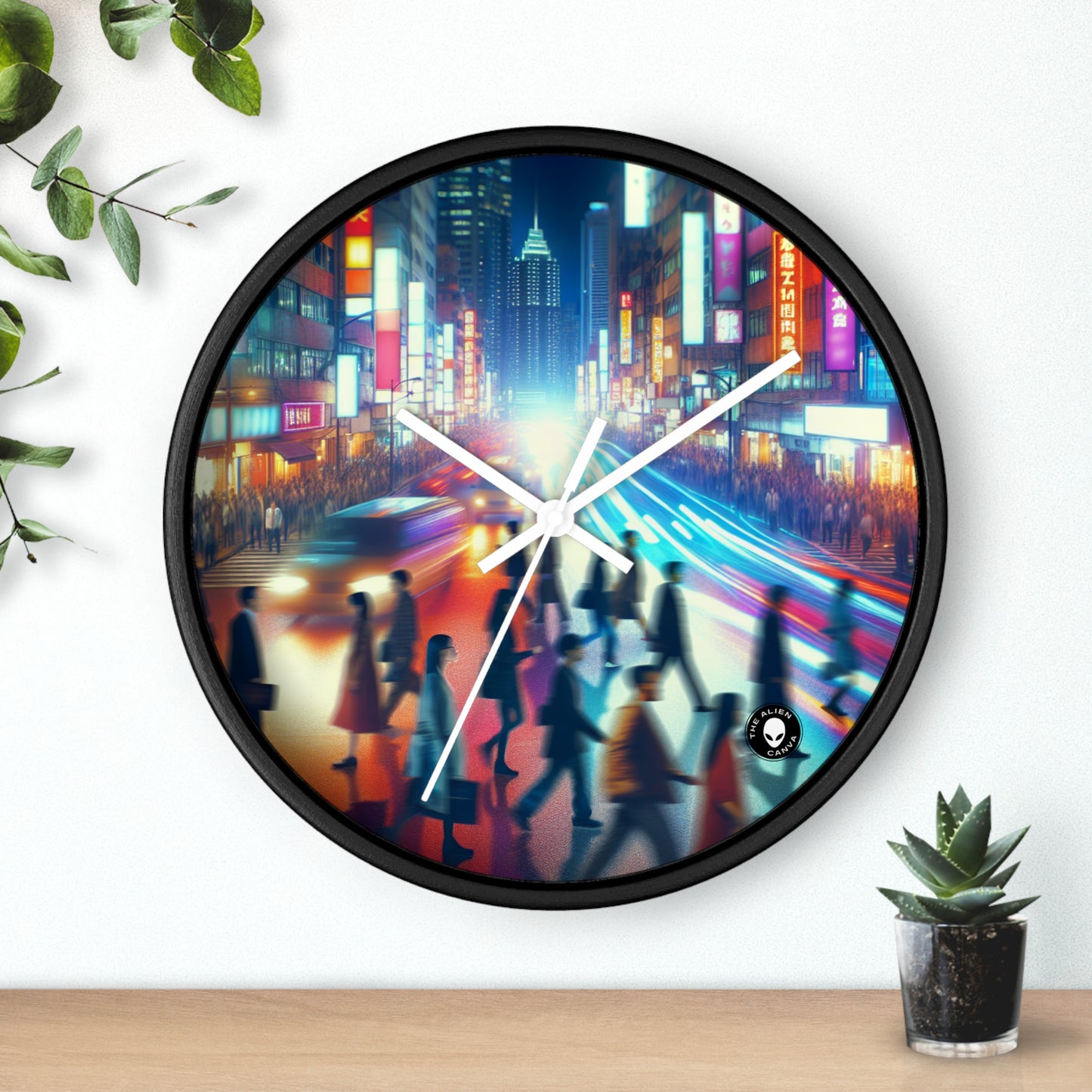 "Neon Night Street" - L'horloge murale extraterrestre