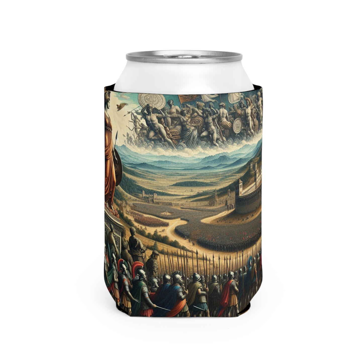 "Minerva sobre el campo de batalla renacentista" - The Alien Can Cooler Sleeve Renaissance Art