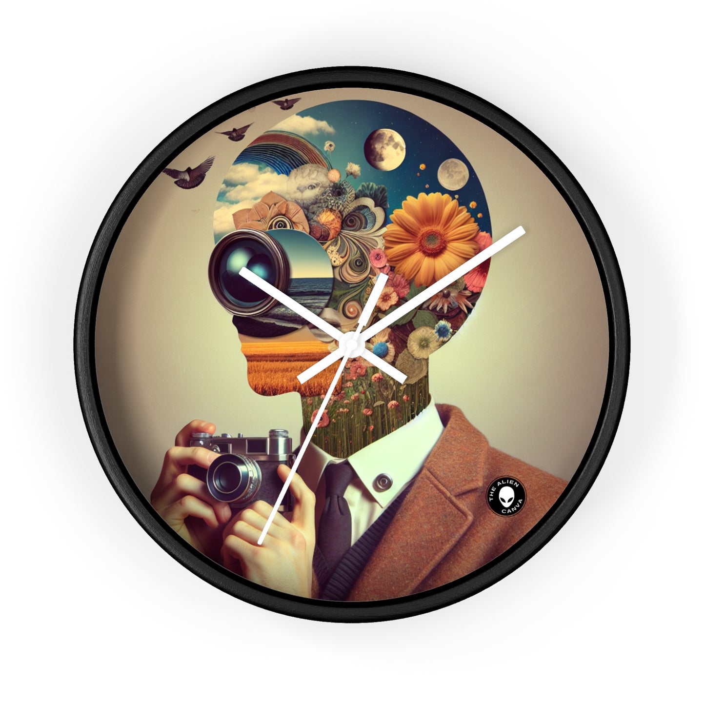 "Nature-Tech Fusion: A Photomontage Exploration" - The Alien Wall Clock Photomontage