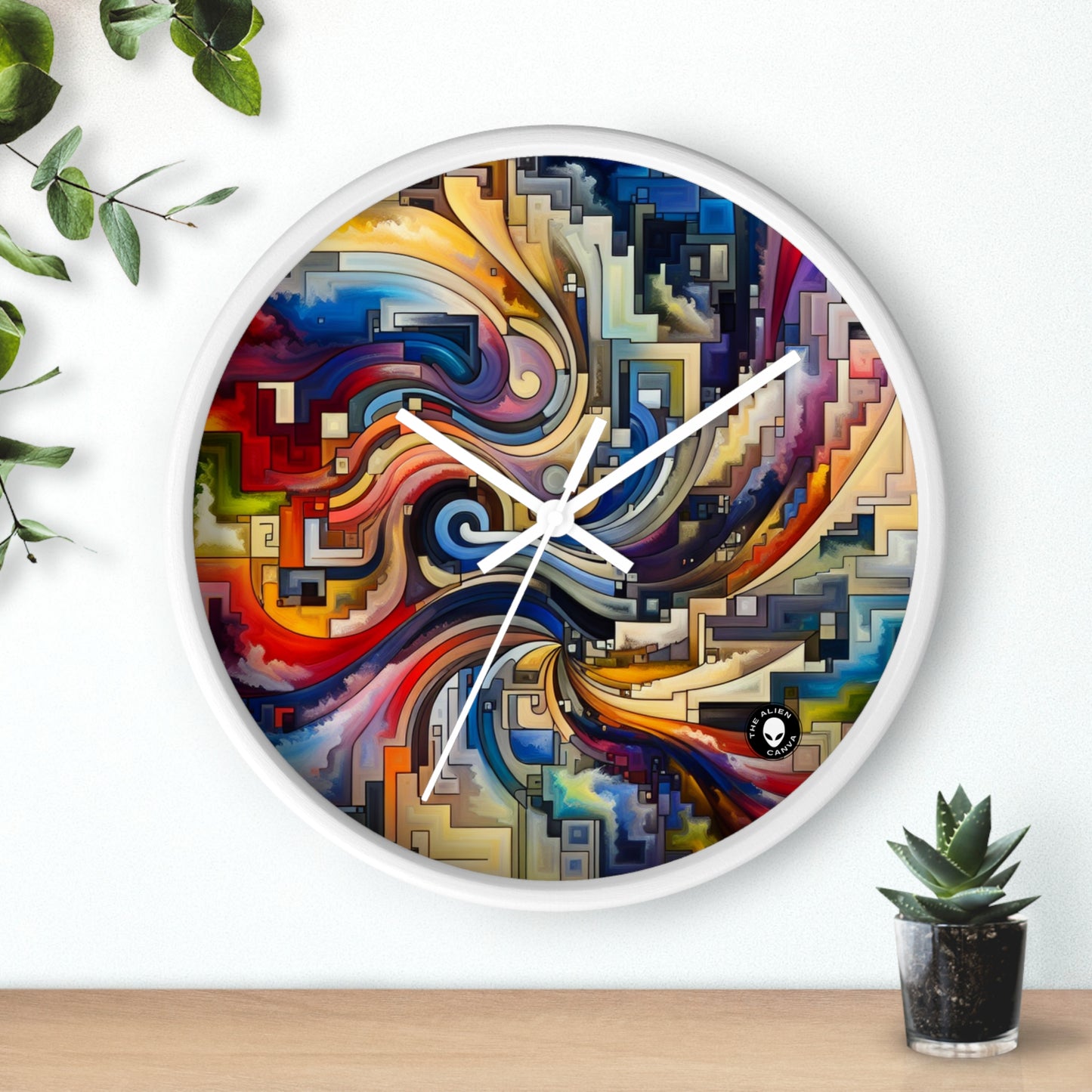 "Azul Sereno: Arte Abstracto con Formas Geométricas" - El Reloj de Pared Alien Arte Abstracto