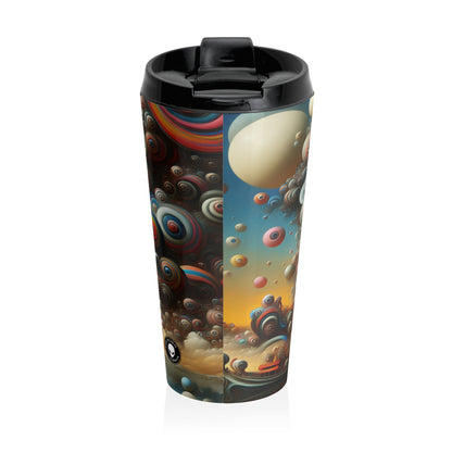 "Dreamscape Sojourn" - The Alien Stainless Steel Travel Mug Surrealism