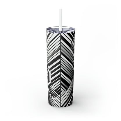 "Perception en mouvement : un chef-d'œuvre époustouflant de l'Op Art" - The Alien Maars® Skinny Tumbler avec paille 20oz Op Art