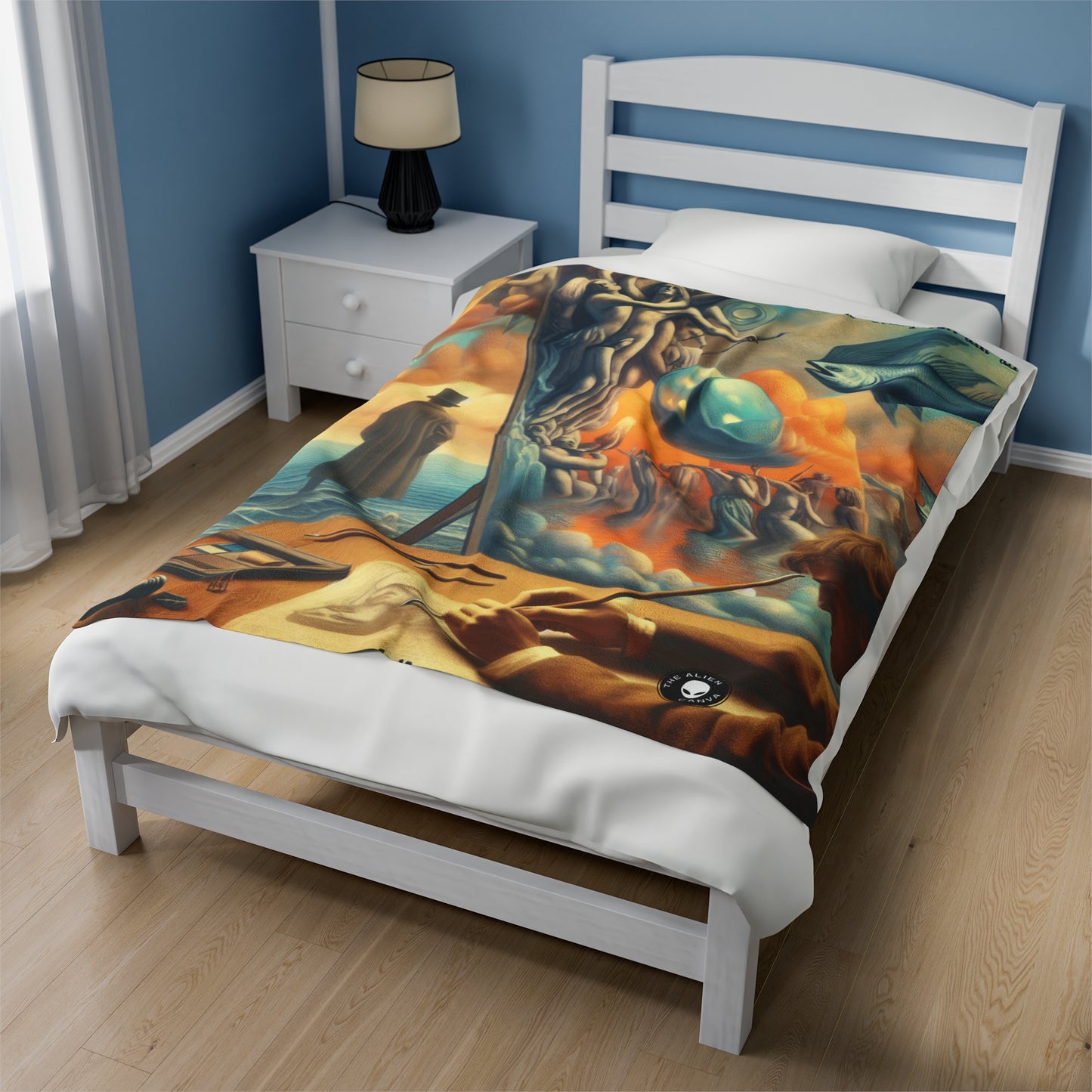 Whimsical Dreams: Defying Gravity in the Celestial Abyss - The Alien Velveteen Plush Blanket Surrealism